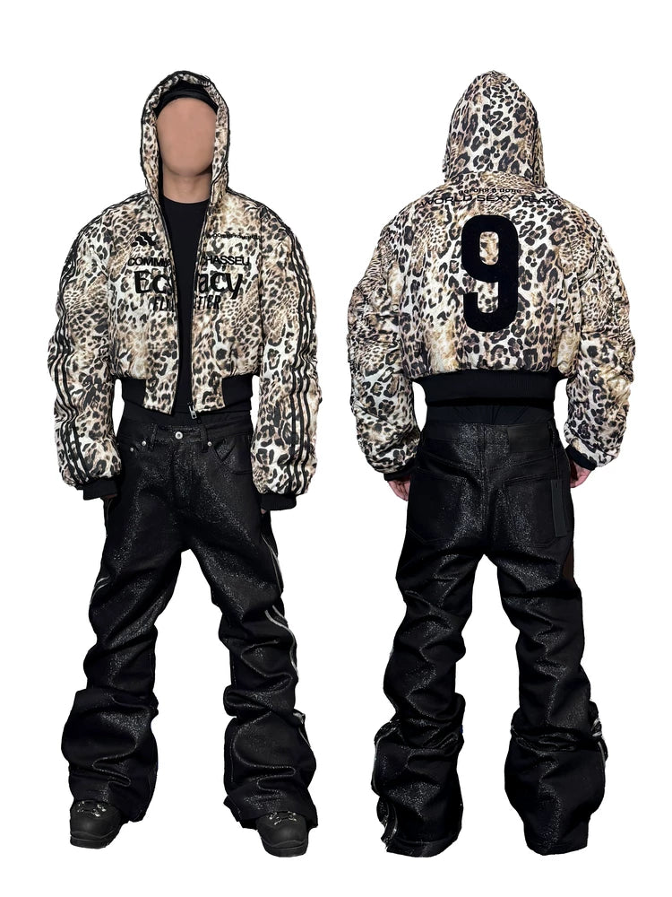 LEOPARD PRINT HOODIE BOMBER JACKET