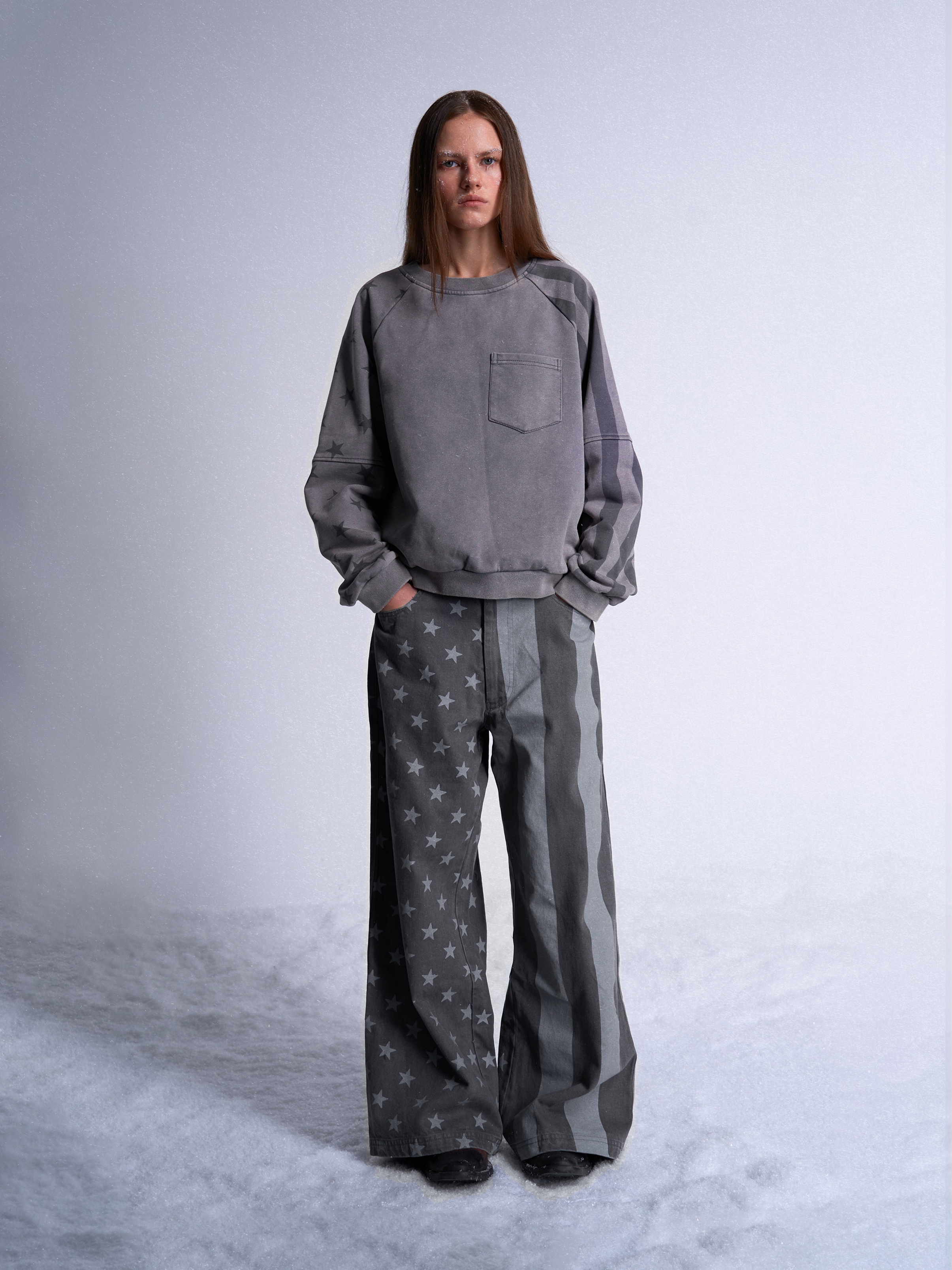 DARK GRAY STARS STRIPES PANTS