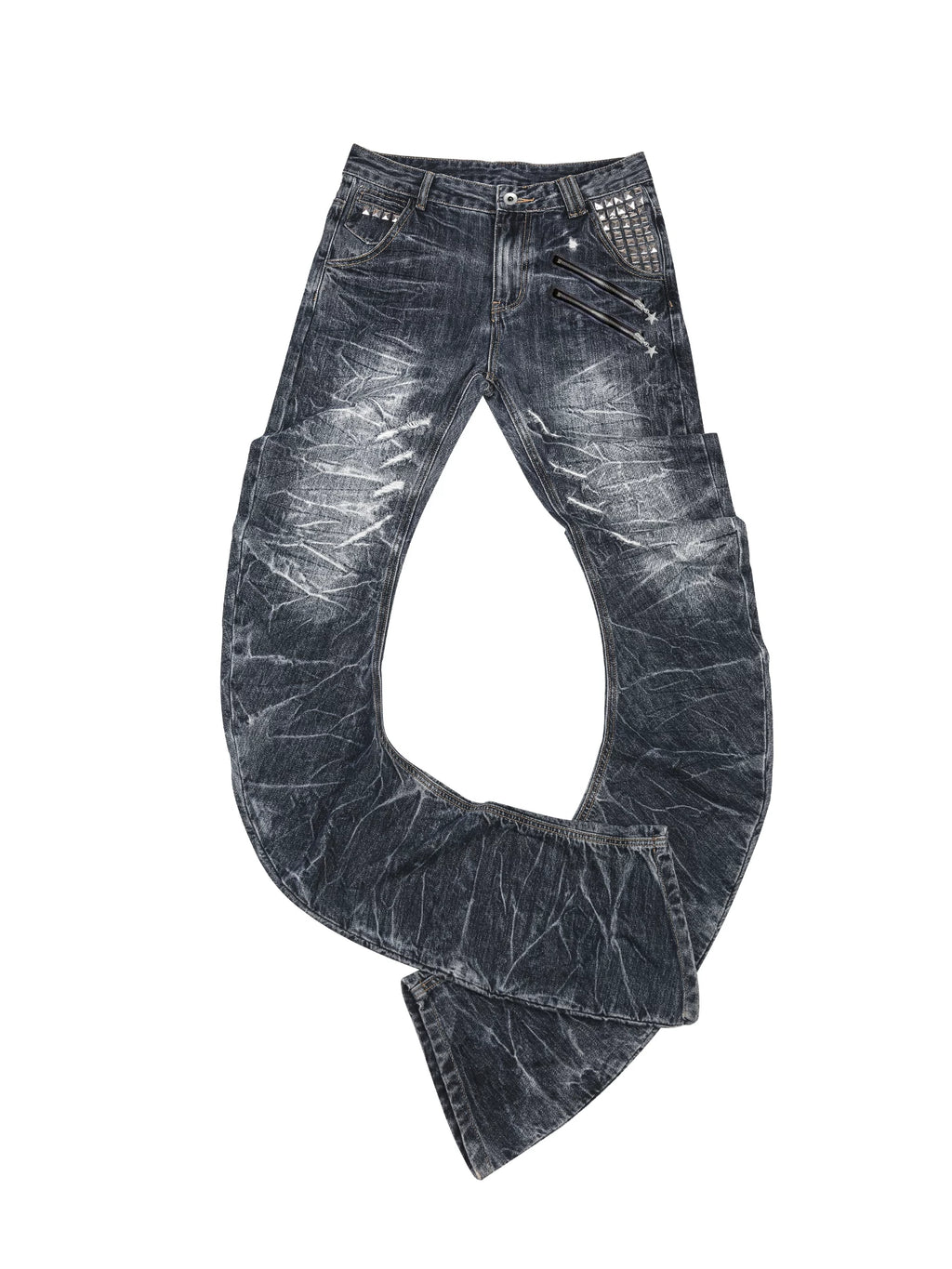SCRATCH RIVET MACHETE DENIM PANTS