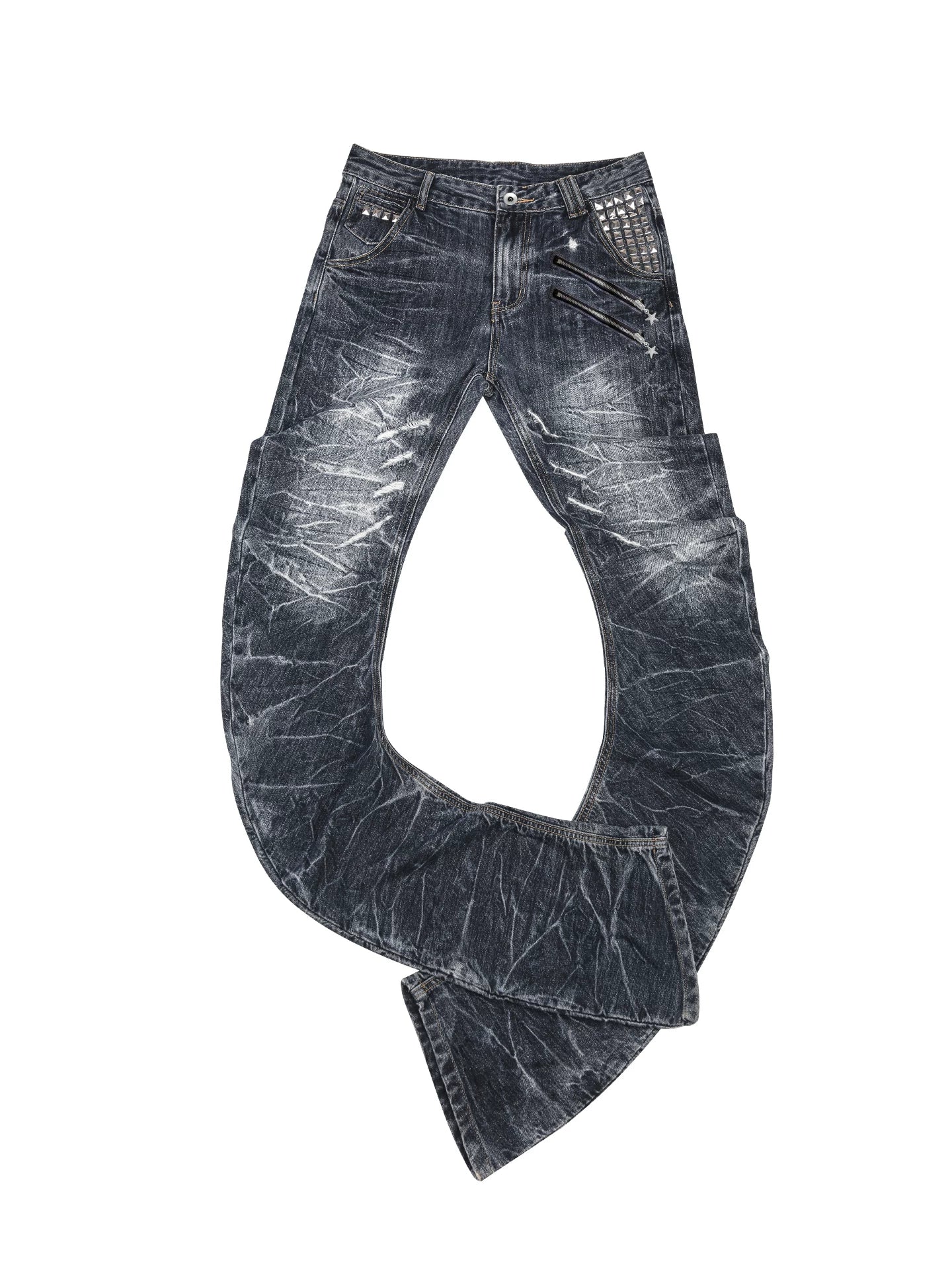 SCRATCH RIVET MACHETE DENIM PANTS