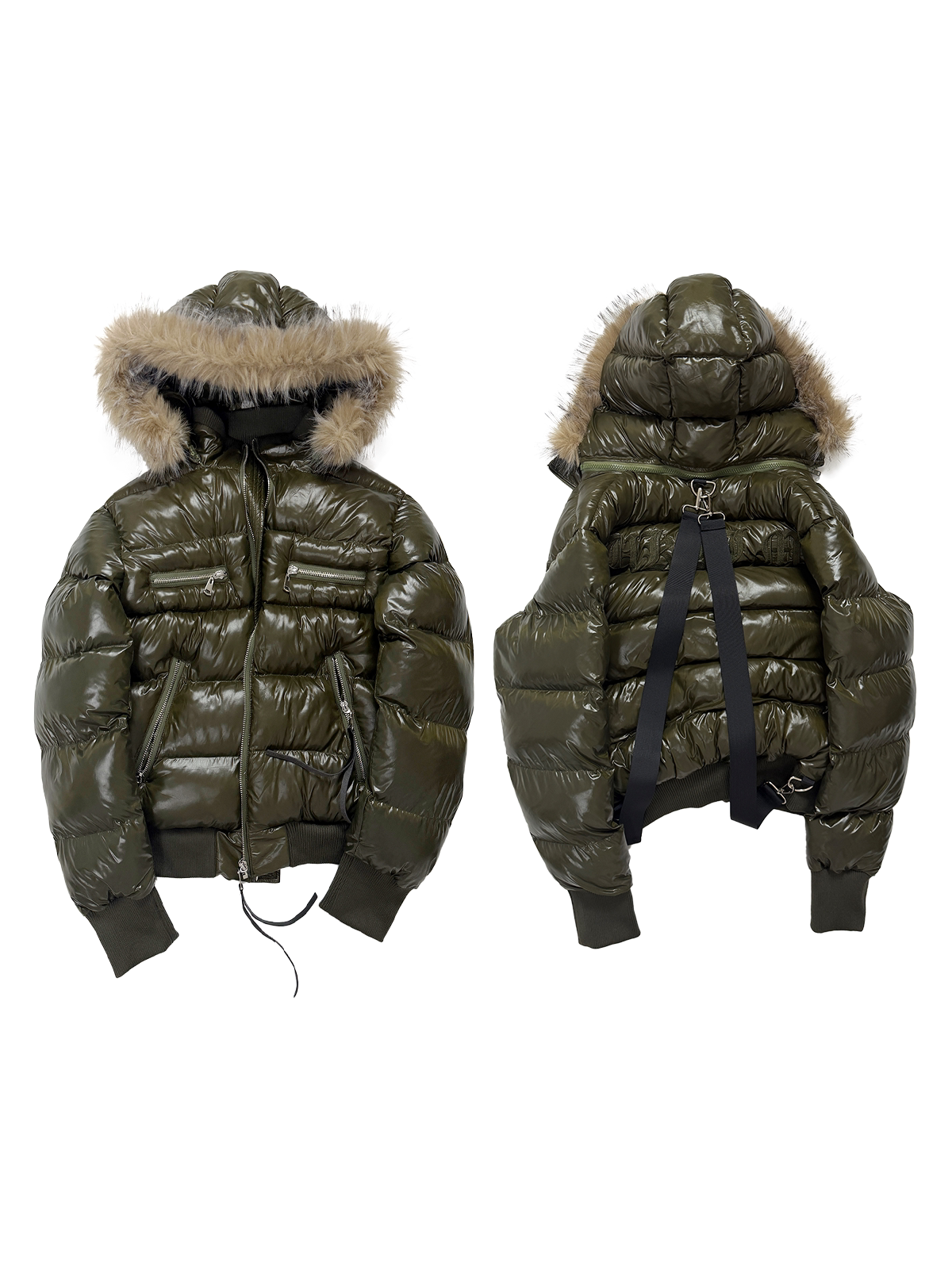 TWO-TONE HOODED PADDED JACKET