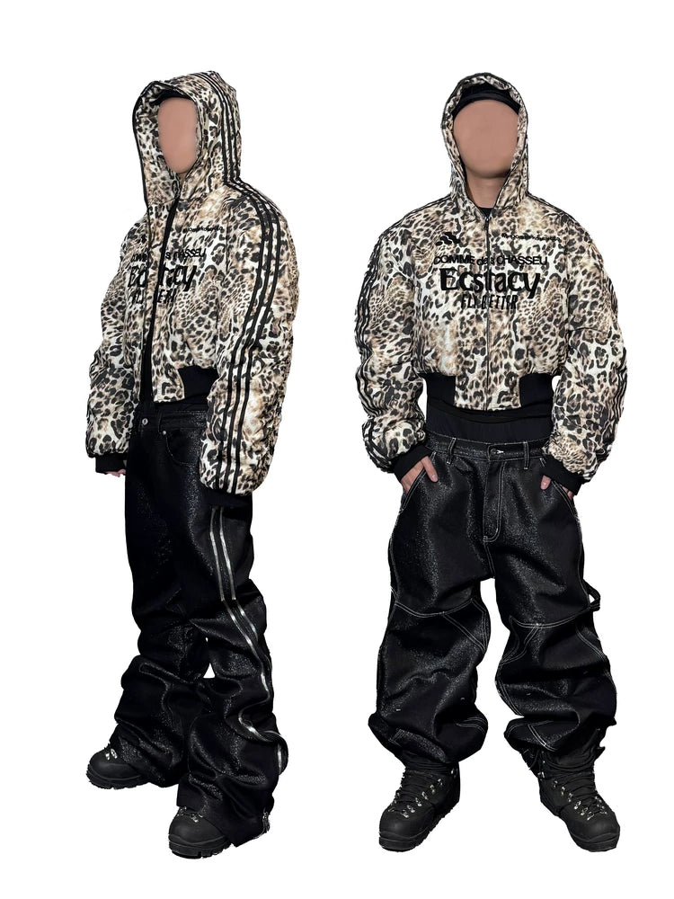 LEOPARD PRINT HOODIE BOMBER JACKET