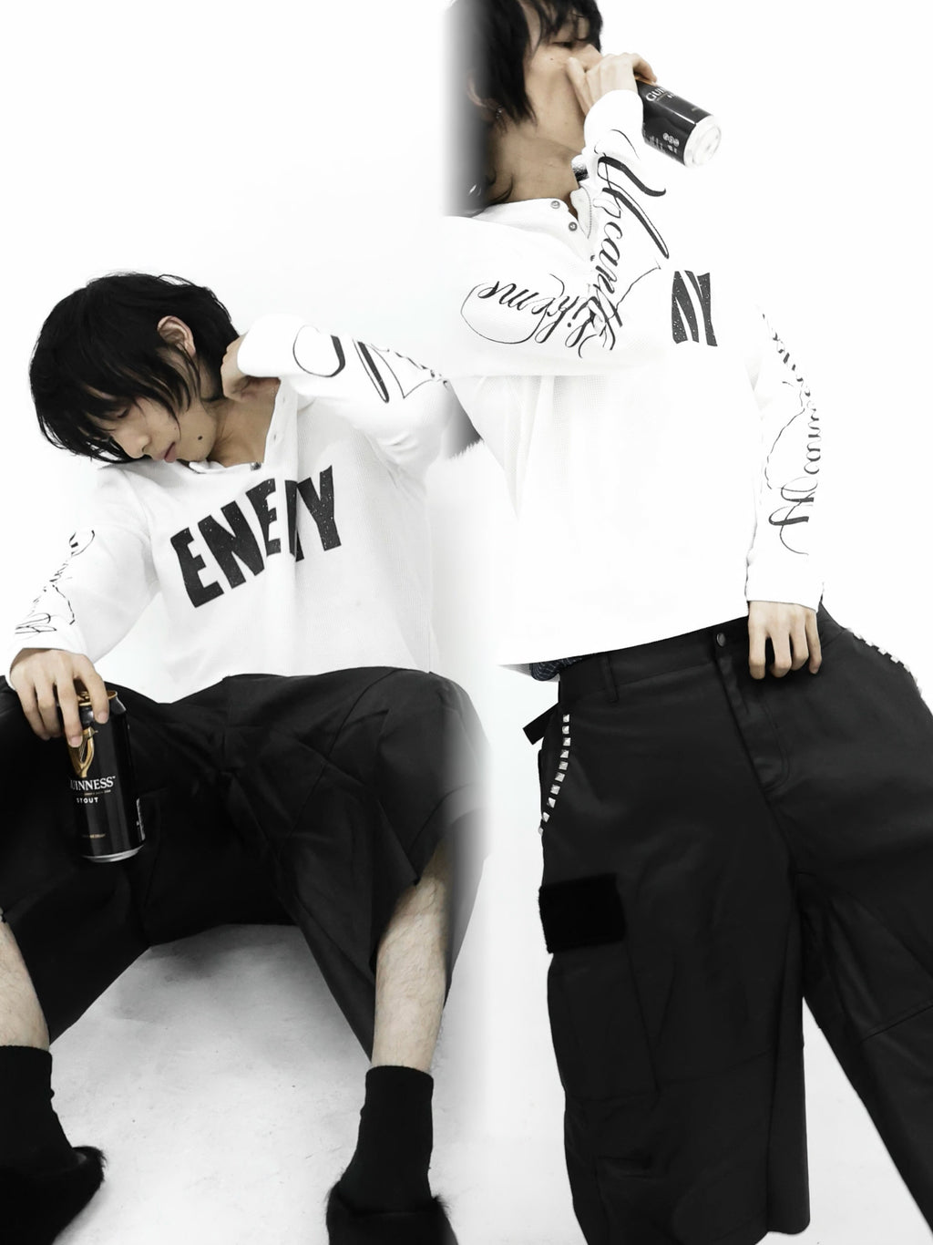 WAFFLE SLOGAN LONG SLEEVE TEE