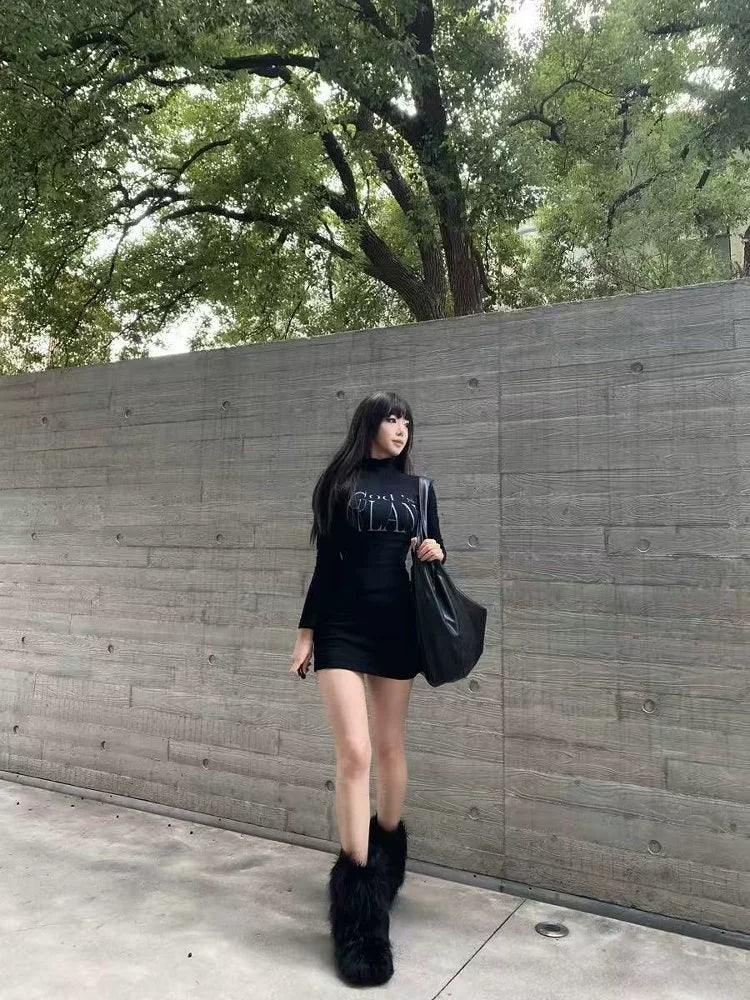 CHIC DARK WRAP DRESS