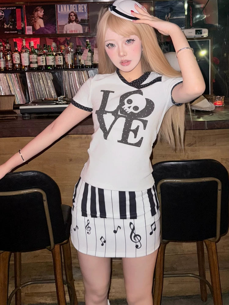 Y2K SKULL DOTS T-SHIRT