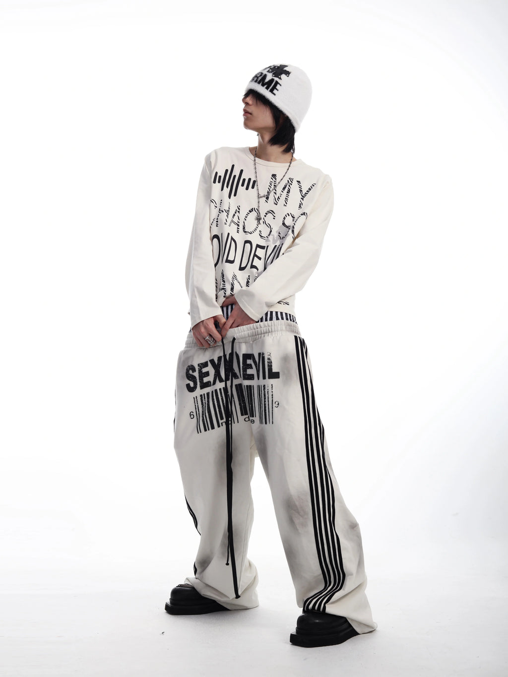 DOUBLE-WAISTED STRIPED SWEATPANTS