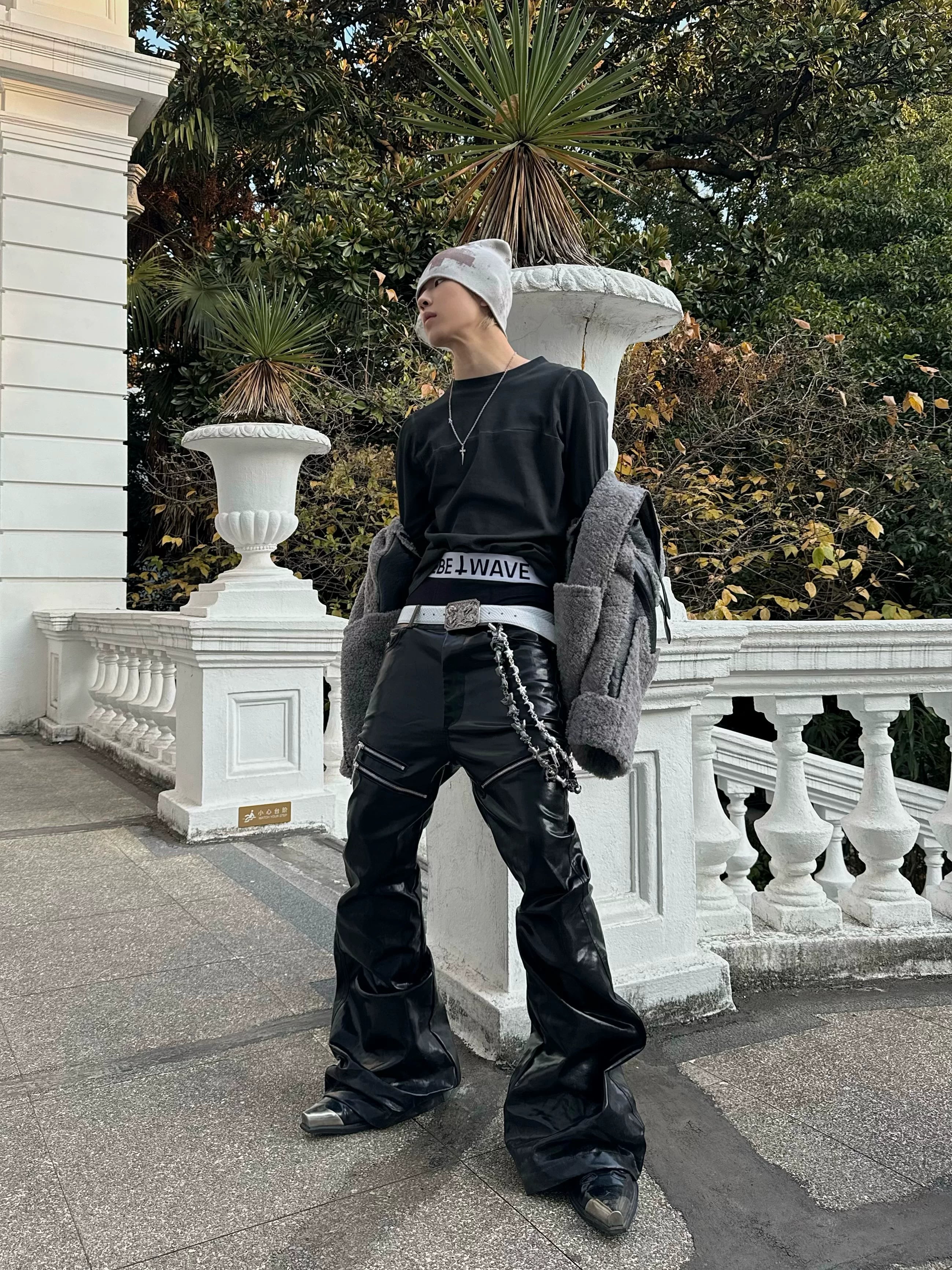 LIQUID METAL ZIPPER WAX PANTS