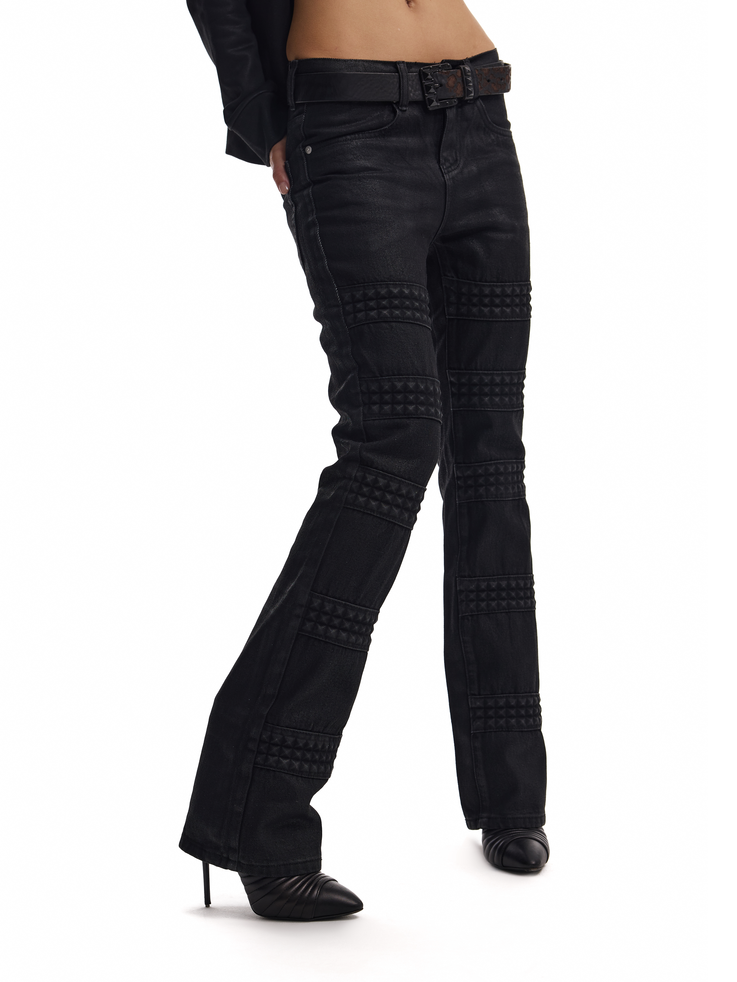 3D STUDDED SLIM-FIT JEANS