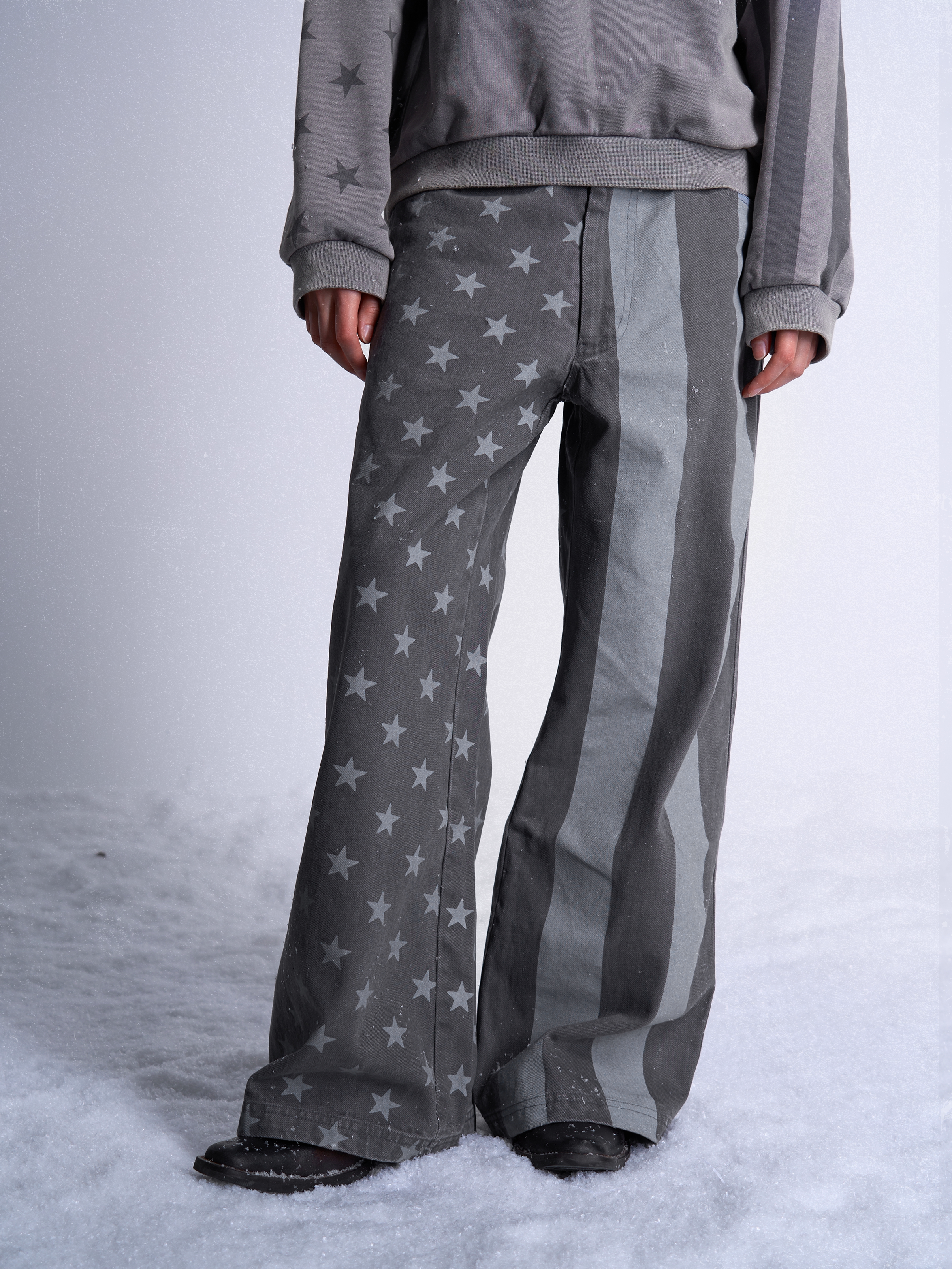 DARK GRAY STARS STRIPES PANTS
