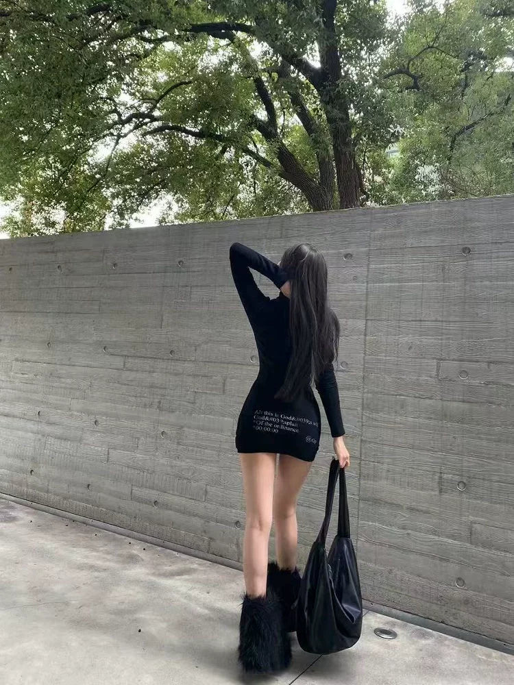 CHIC DARK WRAP DRESS