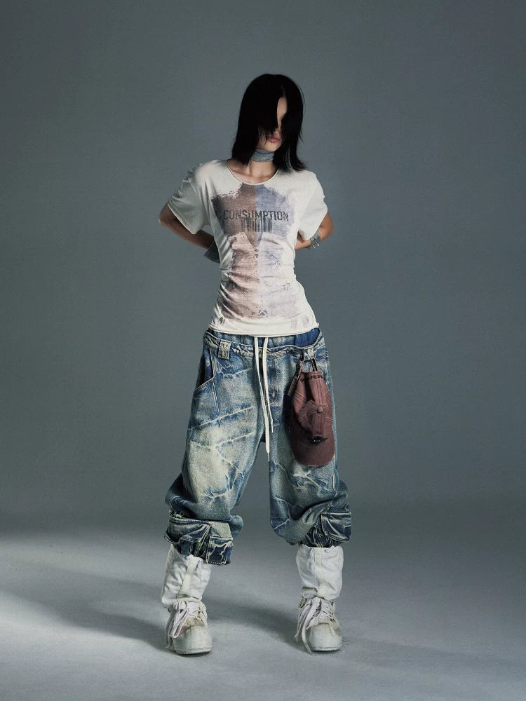 RESPECT PRINT DRAWSTRING TEE