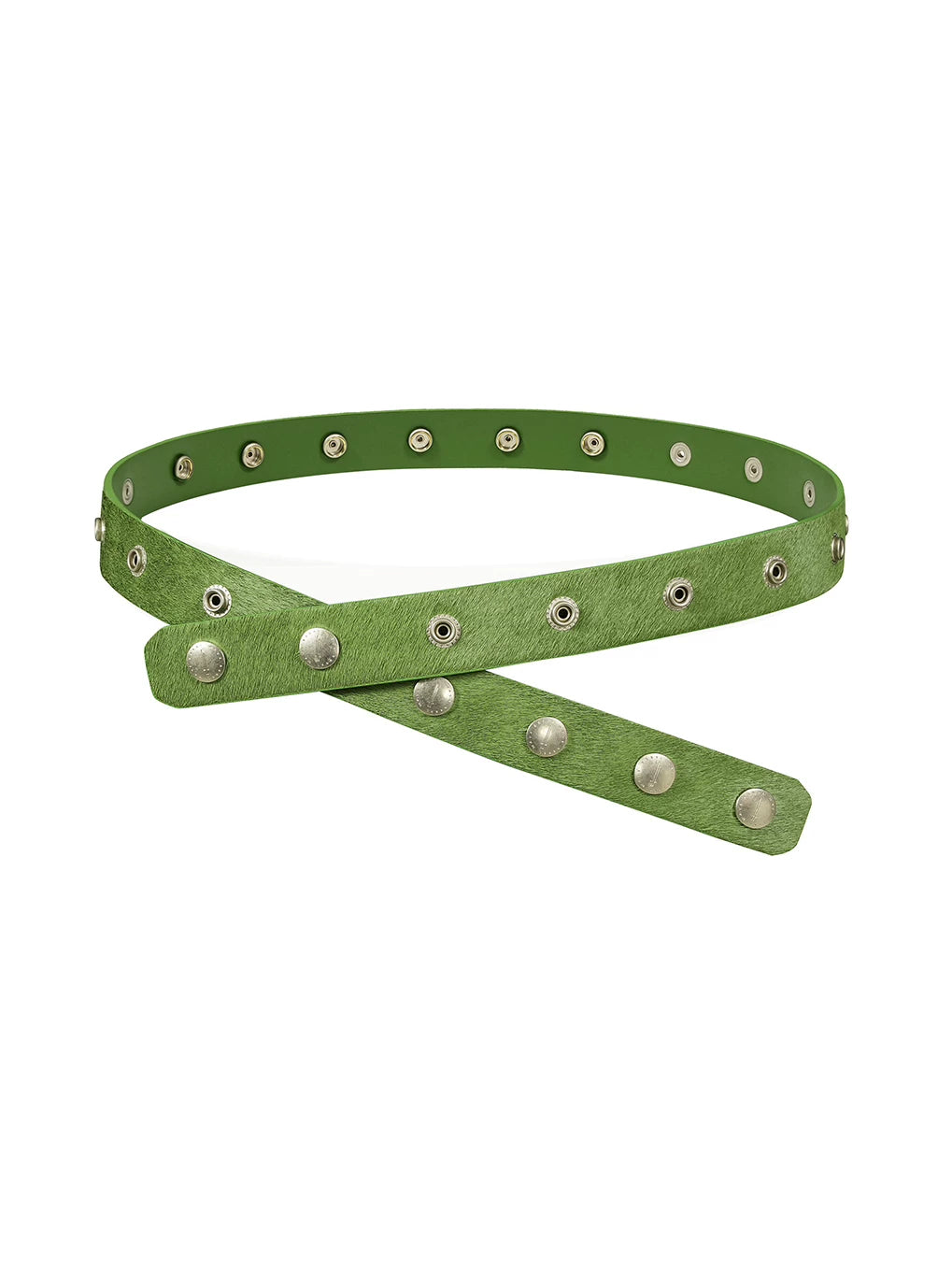 GREEN PONY HAIR BUCKLE BELT