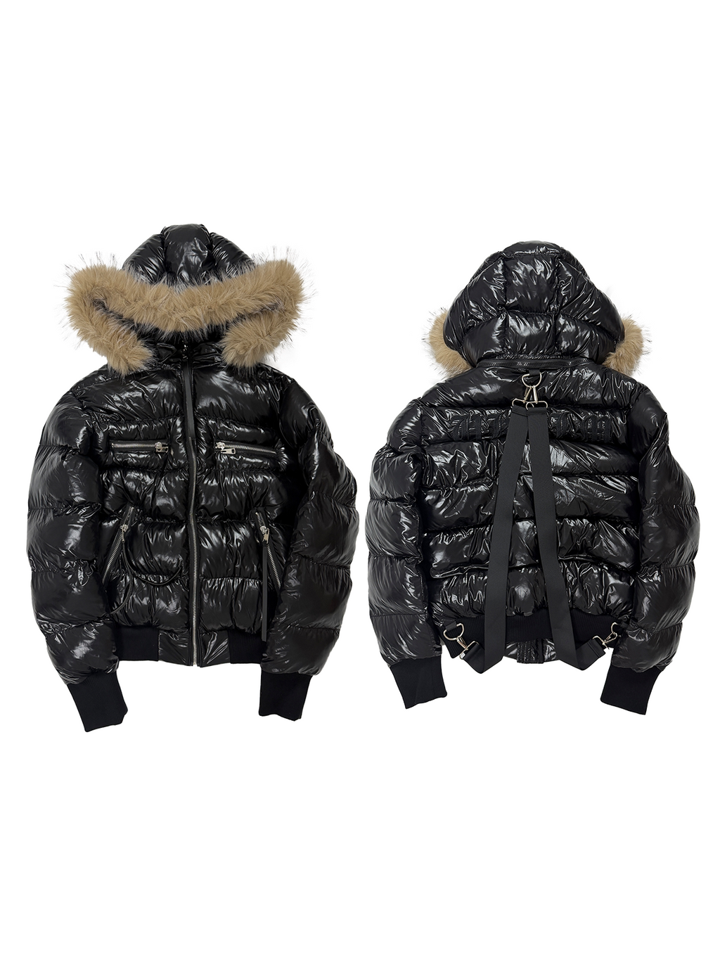 TWO-TONE HOODED PADDED JACKET