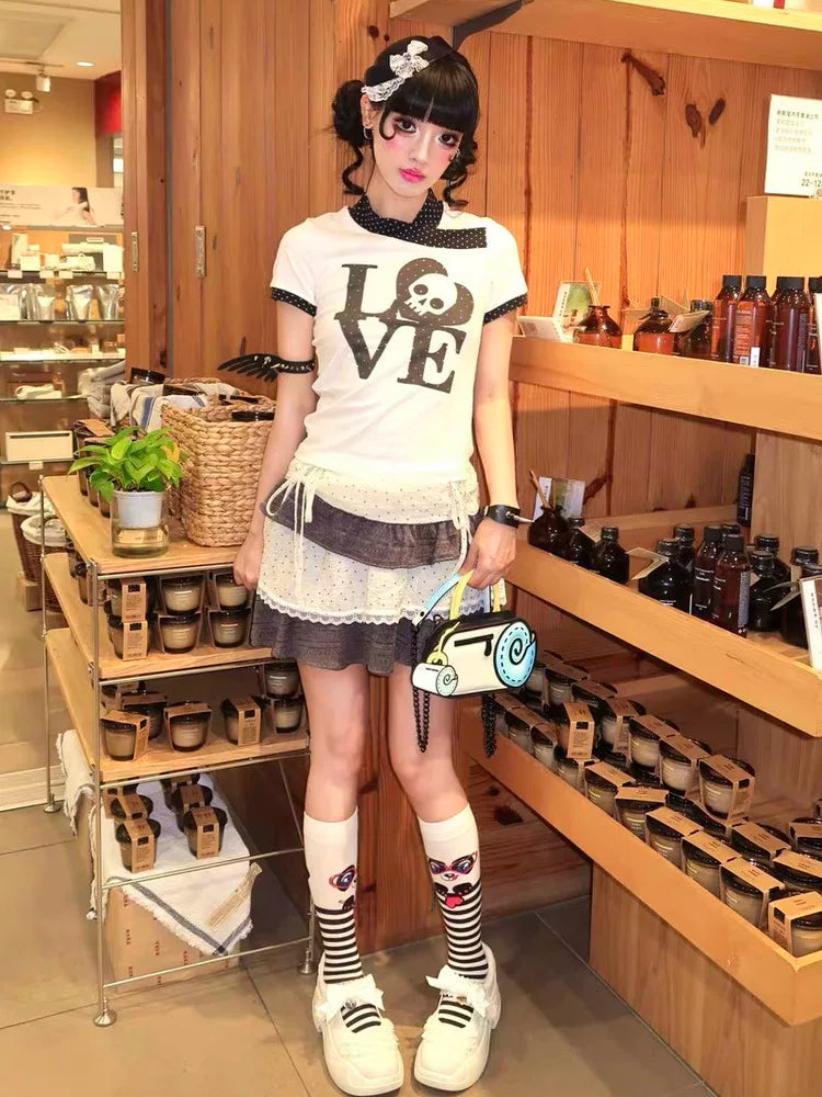 Y2K SKULL DOTS T-SHIRT