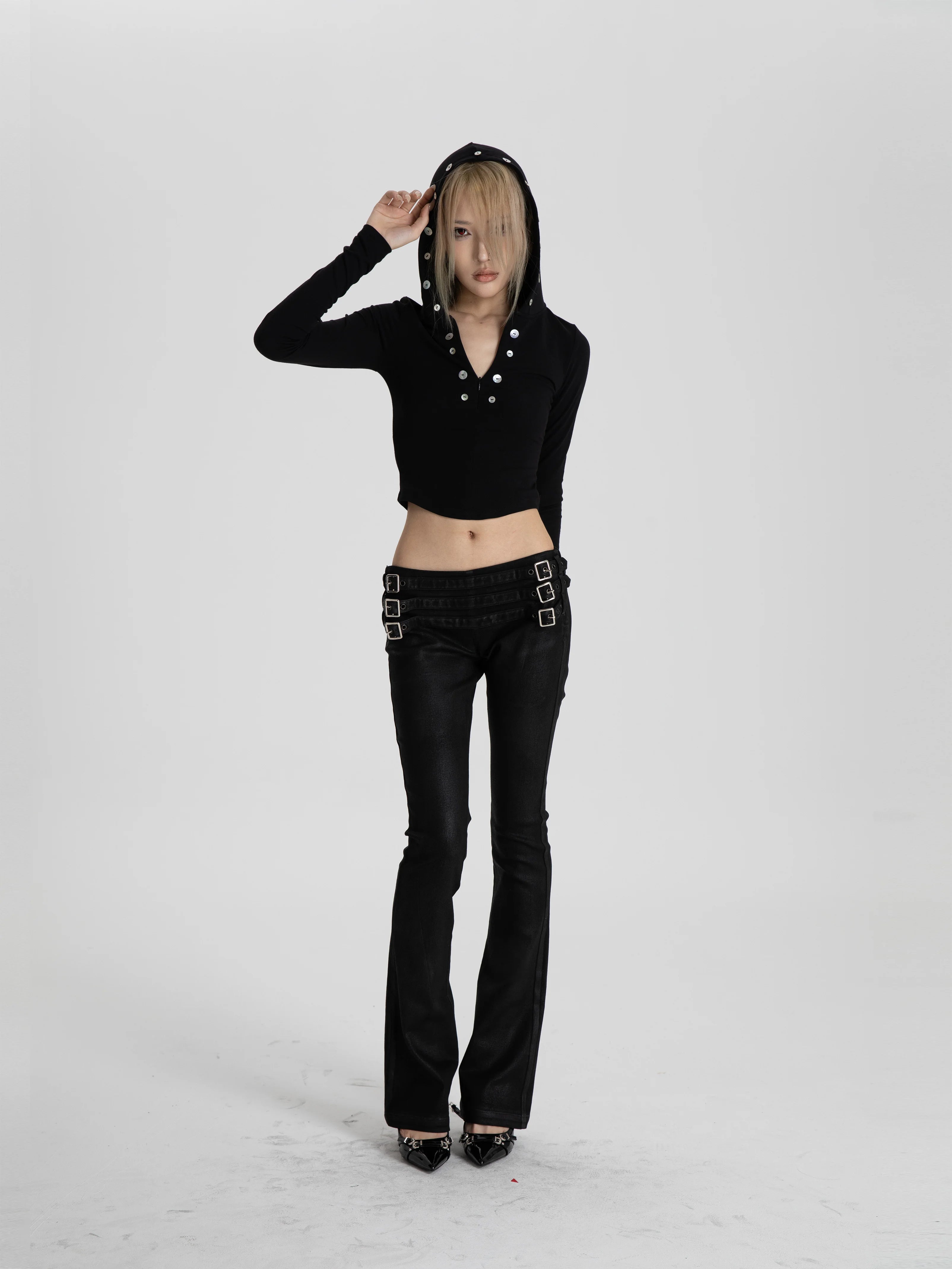SLIM-FIT ZIPPER HOODIE TOP