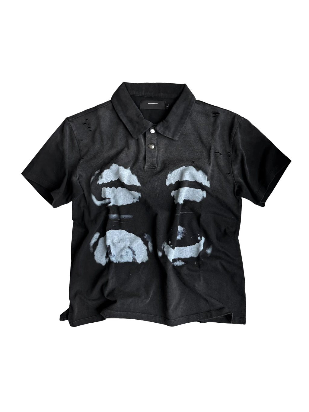 DISTRESSED POLO SHIRT WITH PRINT