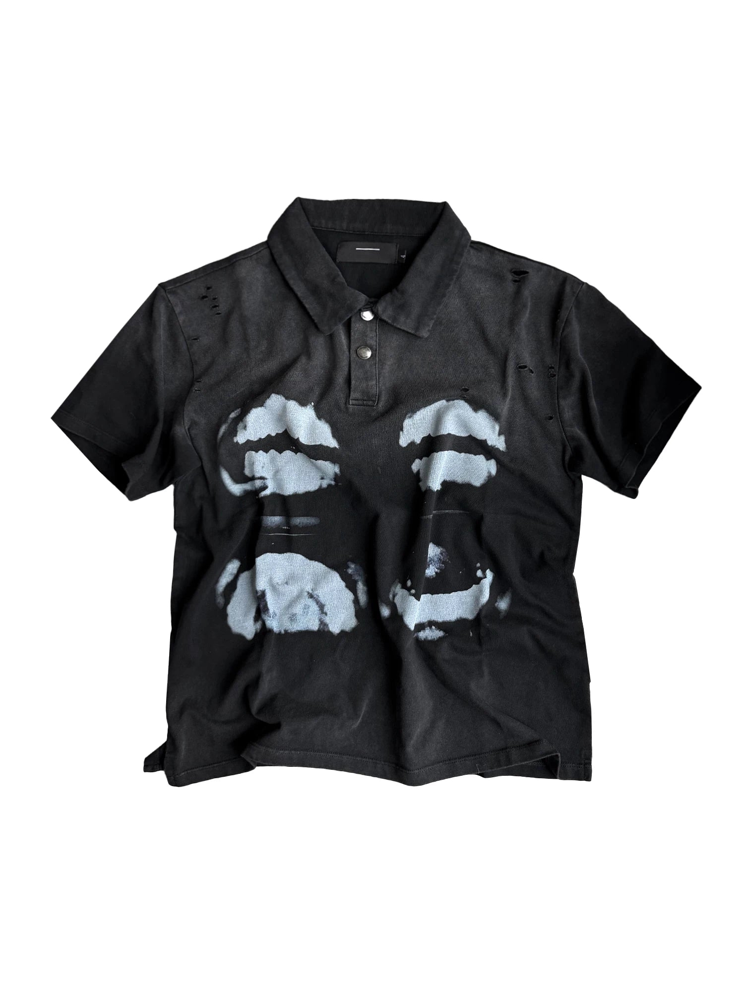 DISTRESSED POLO SHIRT WITH PRINT