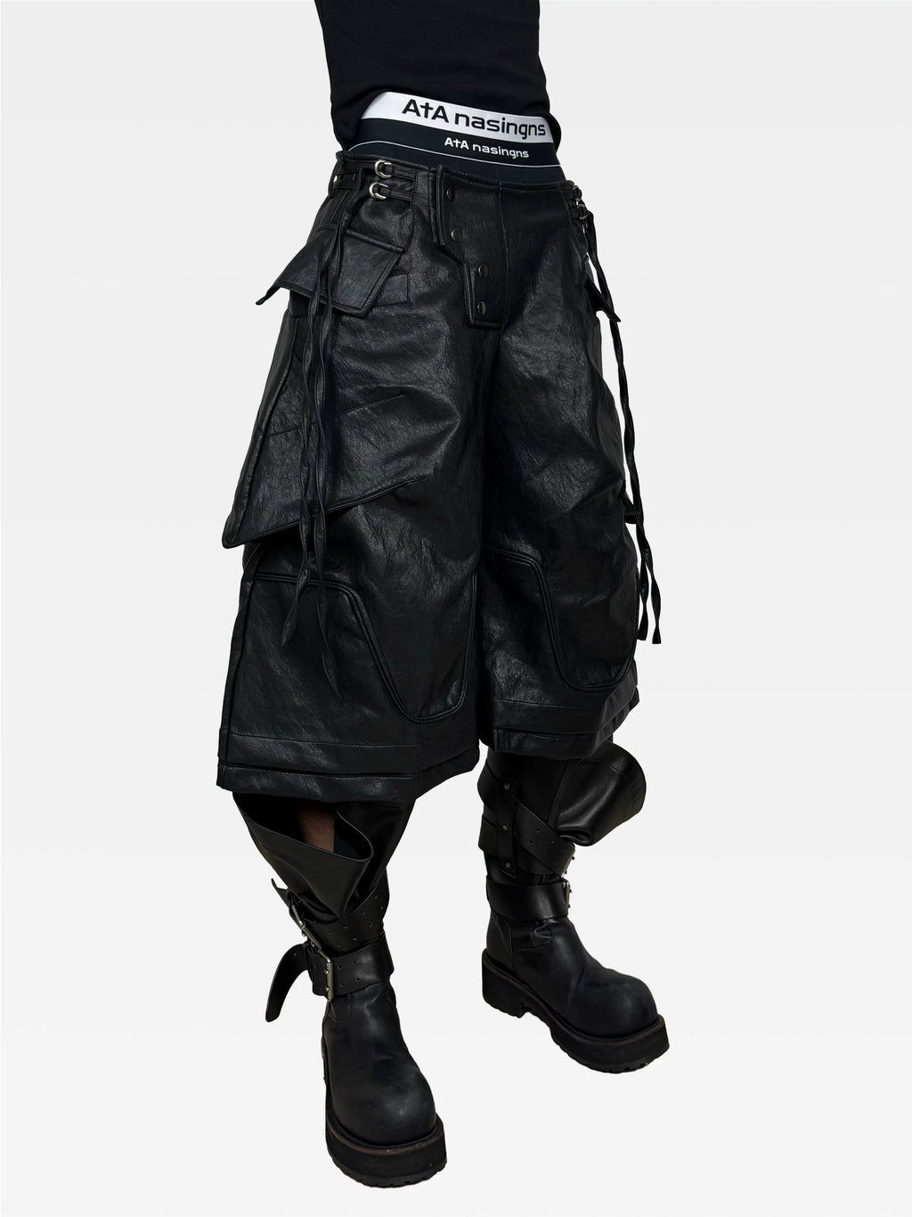 DECONSTRUCTED LEATHER SHORTS