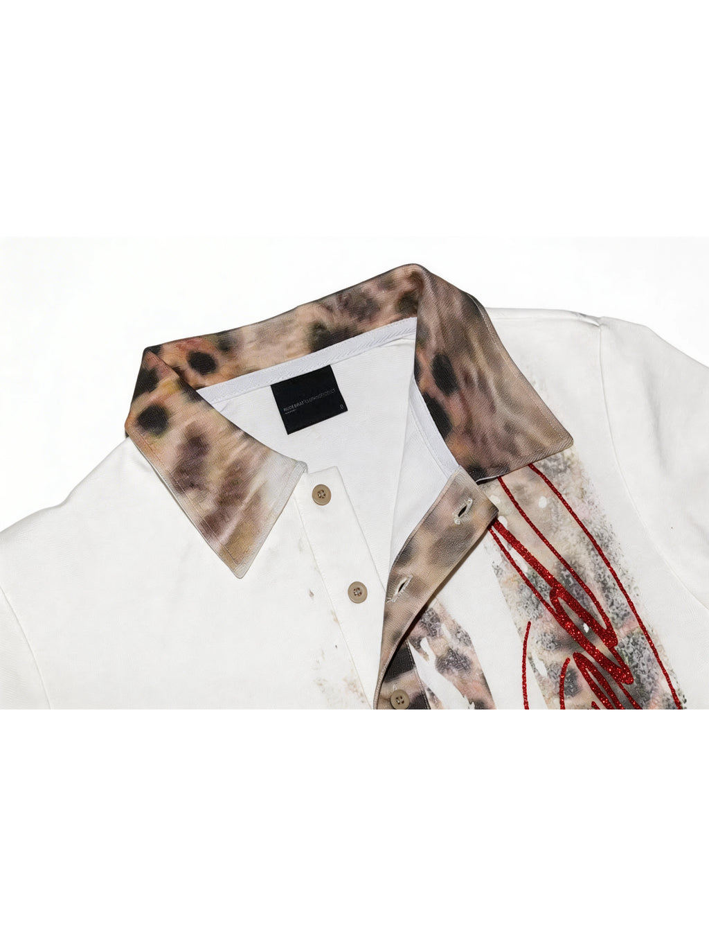 LEOPARD PRINT GLITTER POLO SHIRT