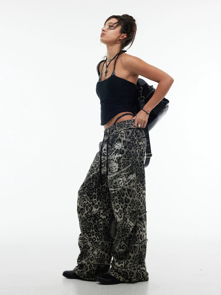 LEOPARD PRINT LOOSE TROUSERS