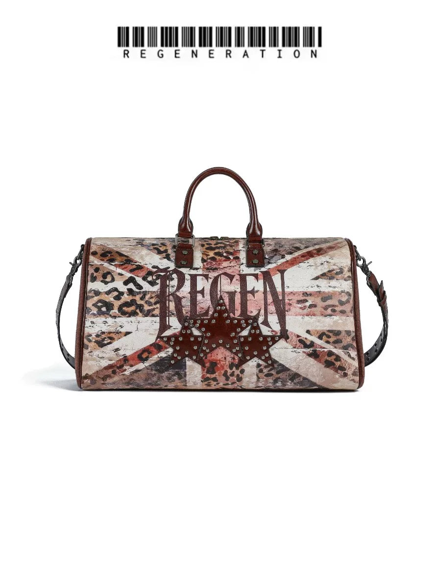 BEIGE LEOPARD GYM BAG