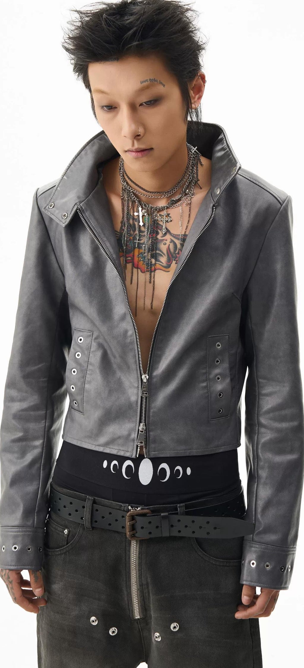 HIGH COLLAR BIKER JACKET