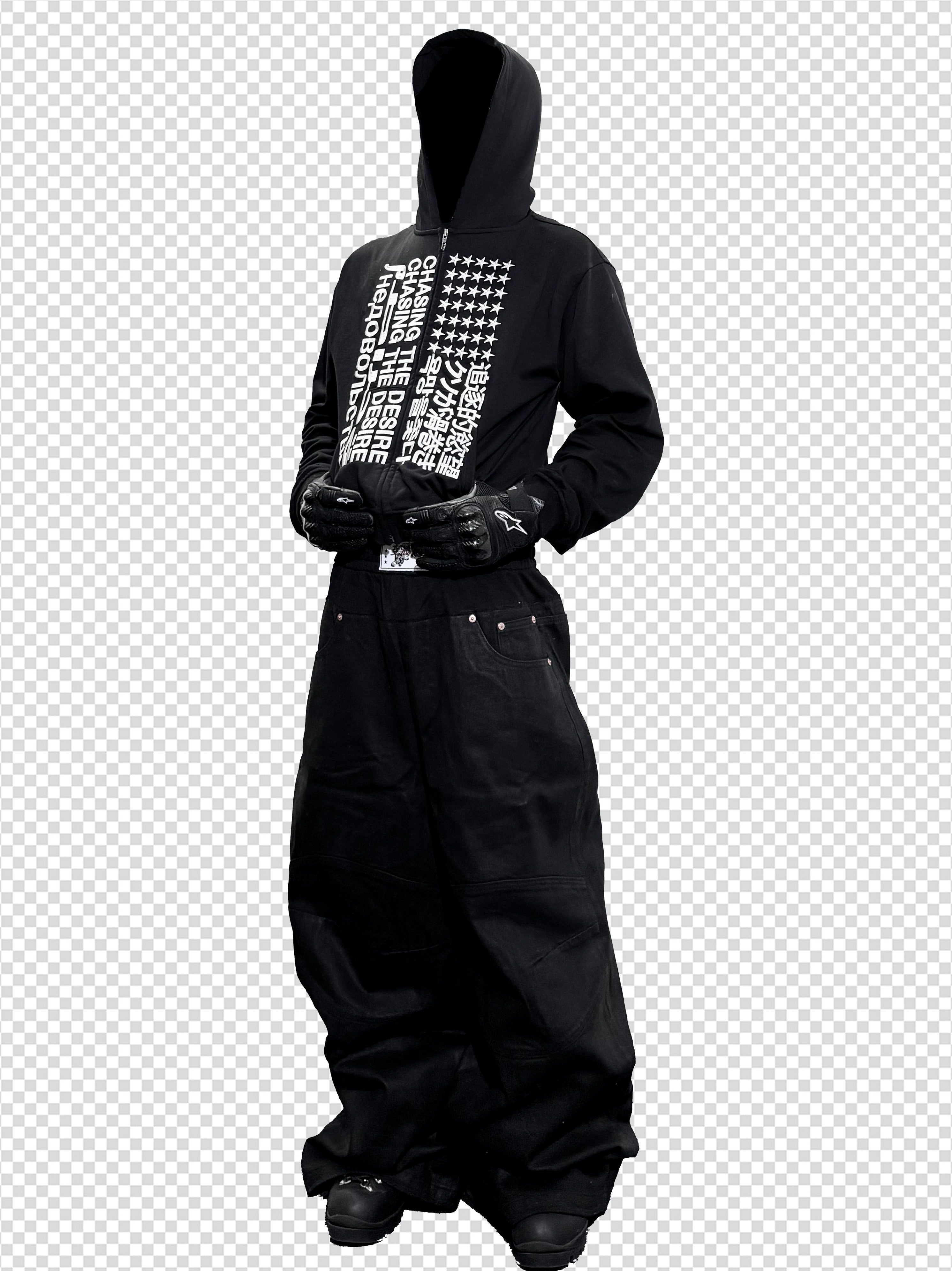 CHASING ZIP HOODIE [BLACK]