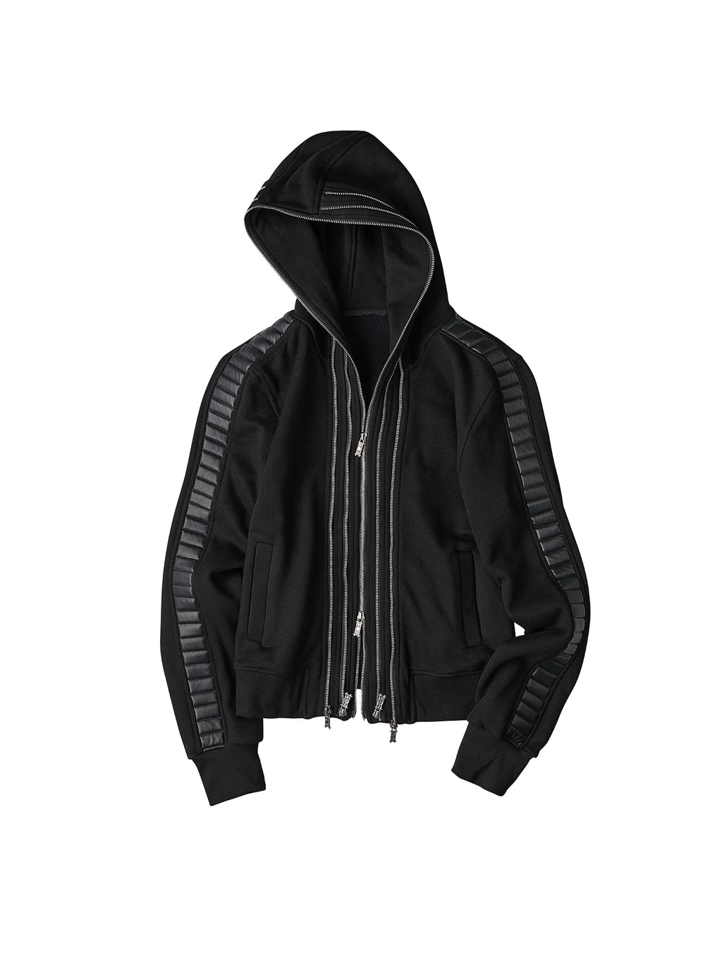 MULTI ZIP QUILTED PANEL HOODIE 前面