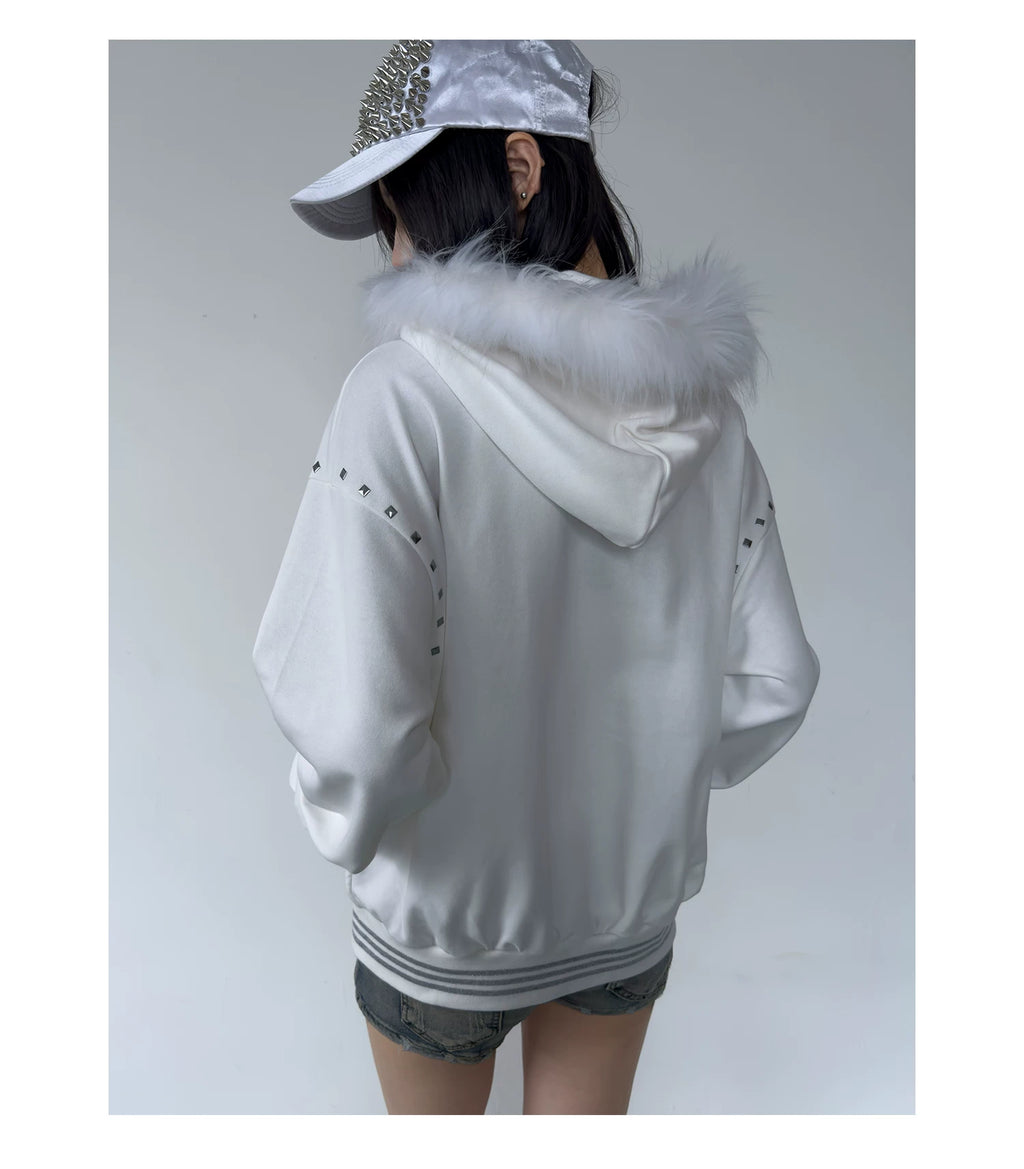 UNION JACK STUDDED FUR TRIM HOODIE 商品写真 4