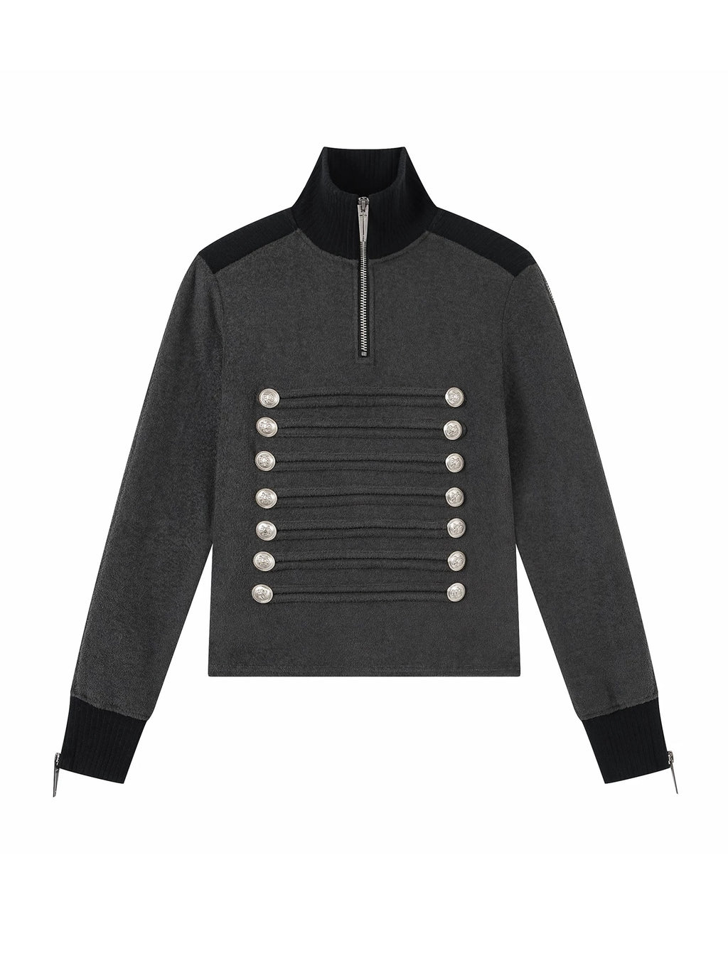 MILITARY BUTTON HALF ZIP TOP 前面