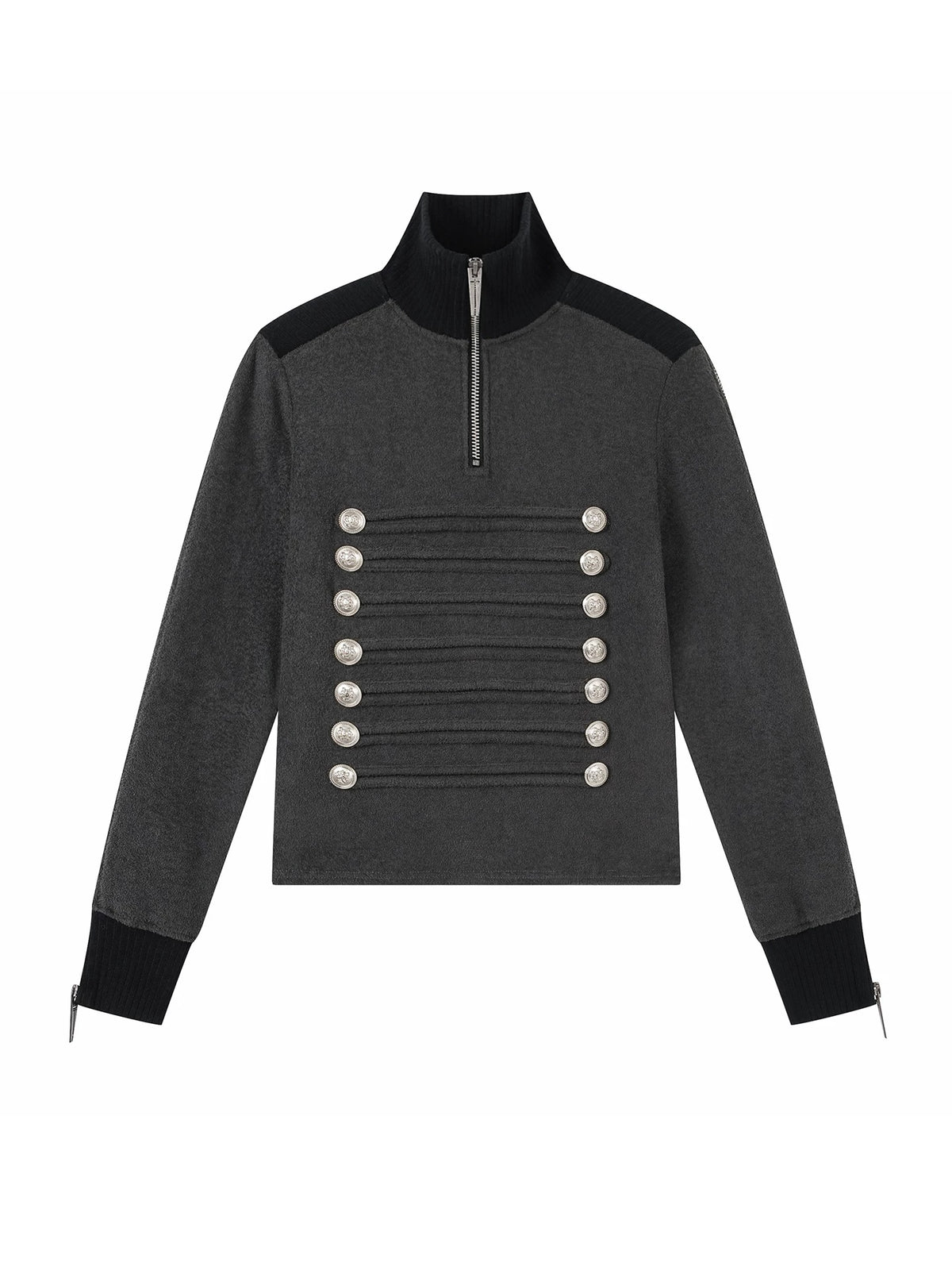 MILITARY BUTTON HALF ZIP TOP 前面