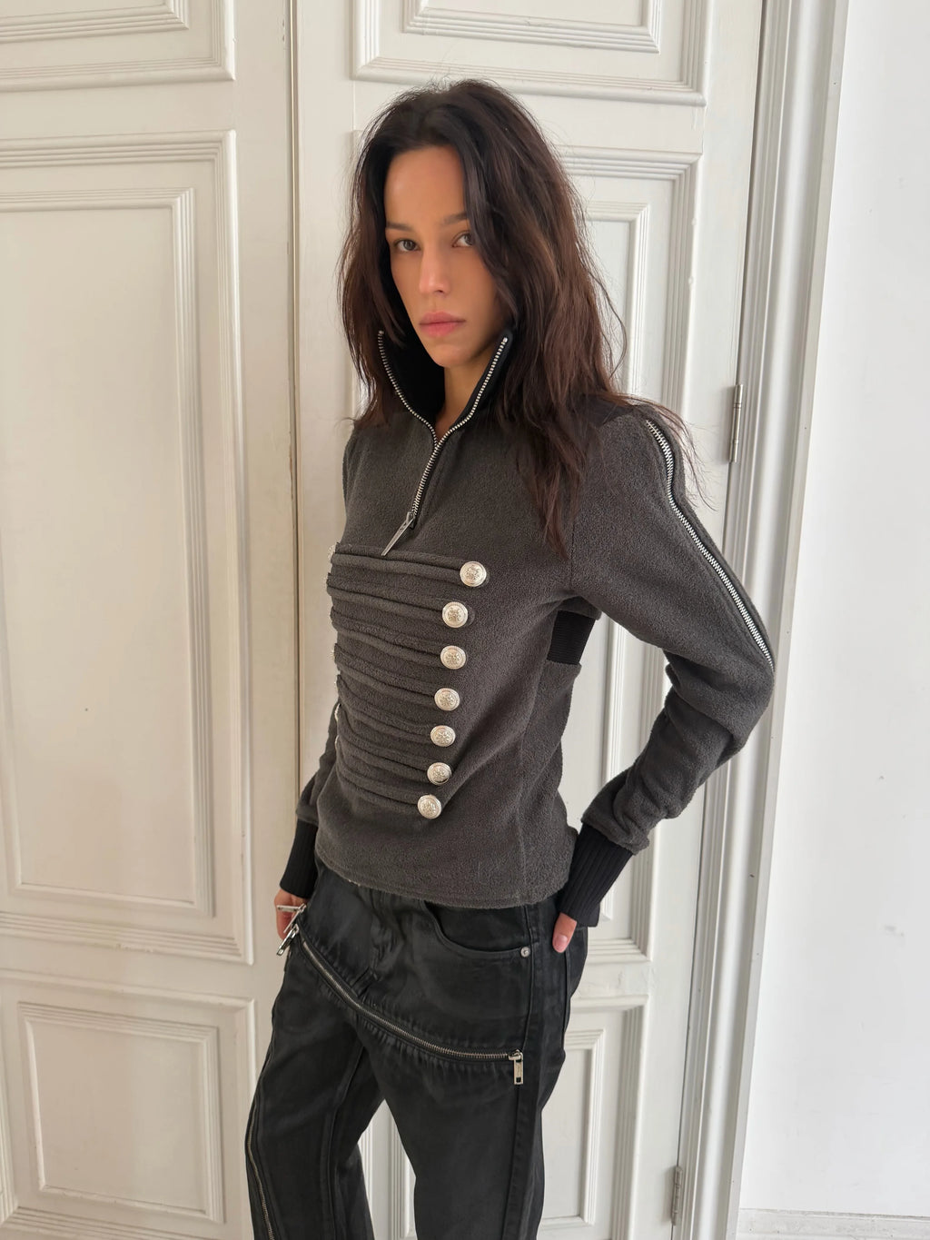 MILITARY BUTTON HALF ZIP TOP 商品写真 3
