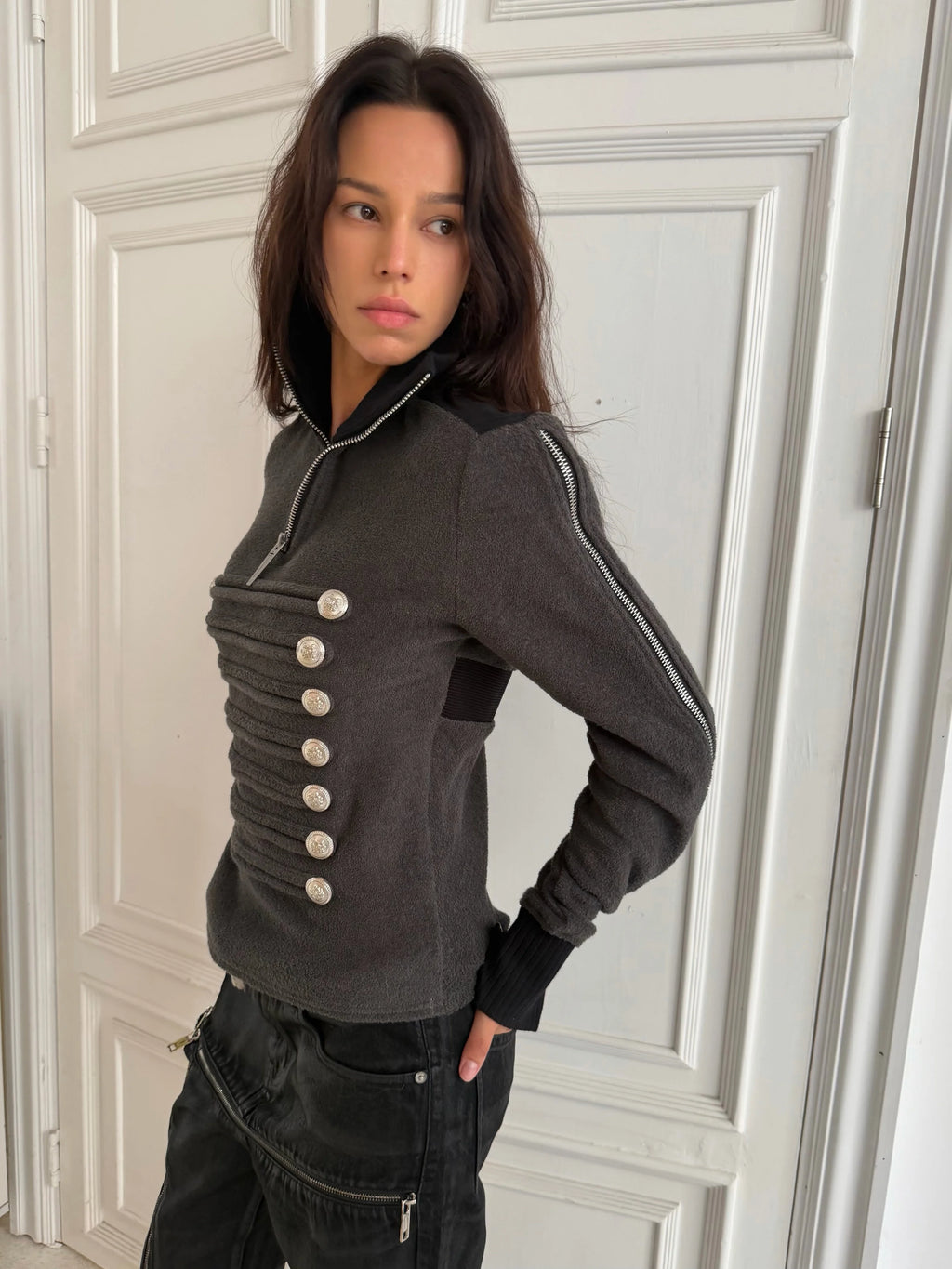 MILITARY BUTTON HALF ZIP TOP 商品写真 5