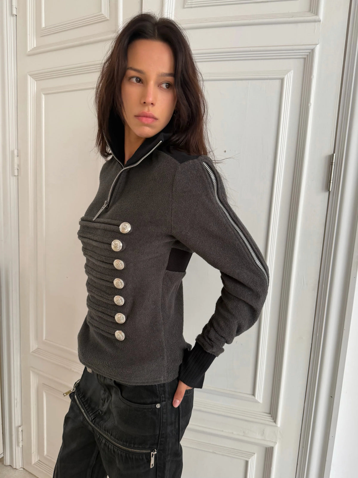 MILITARY BUTTON HALF ZIP TOP 商品写真 5