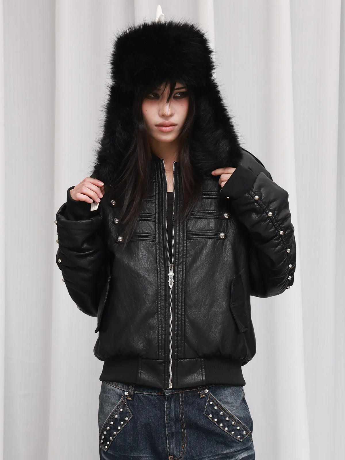 STUDDED MILITARY BOMBER JACKET 商品写真 2
