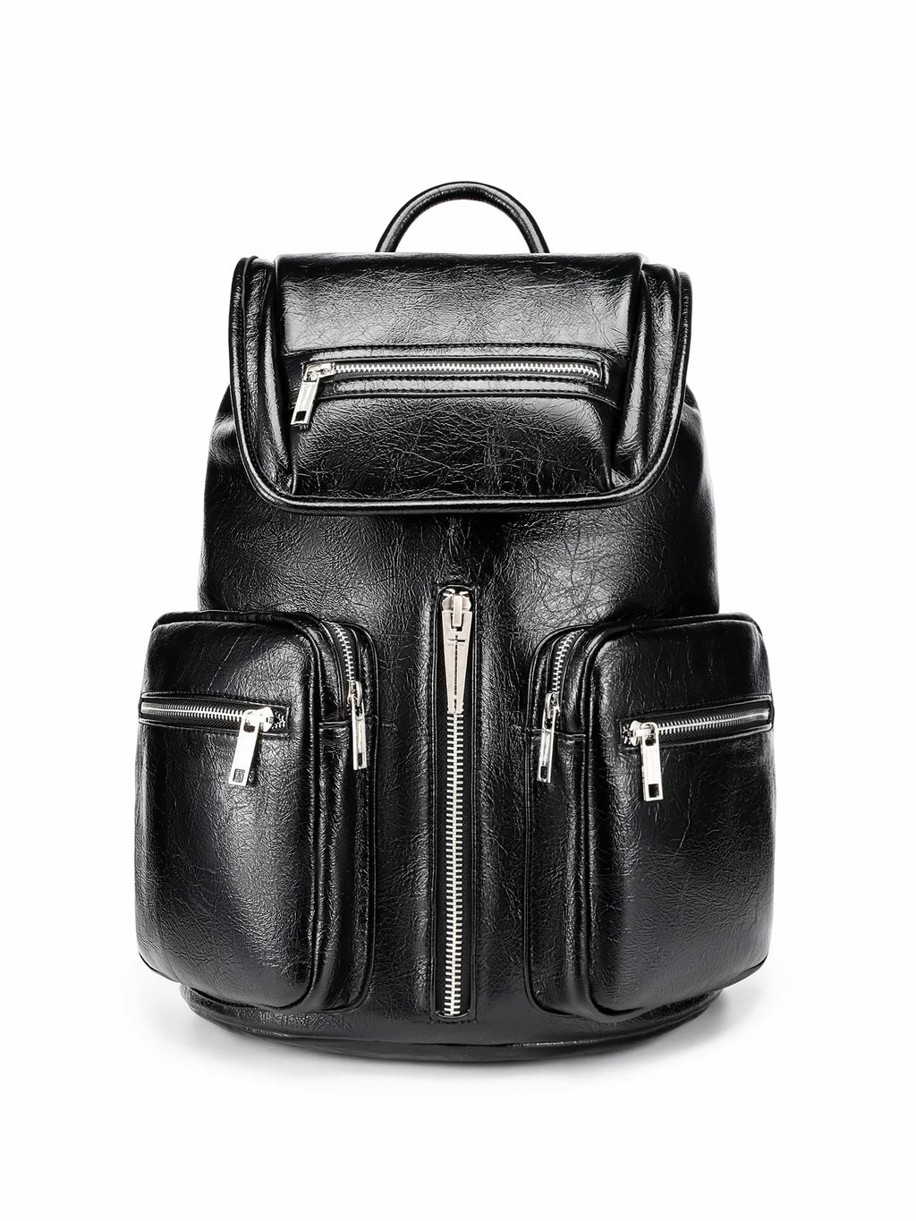 MULTI ZIP TEXTURED BACKPACK 白背景のフロント商品画像