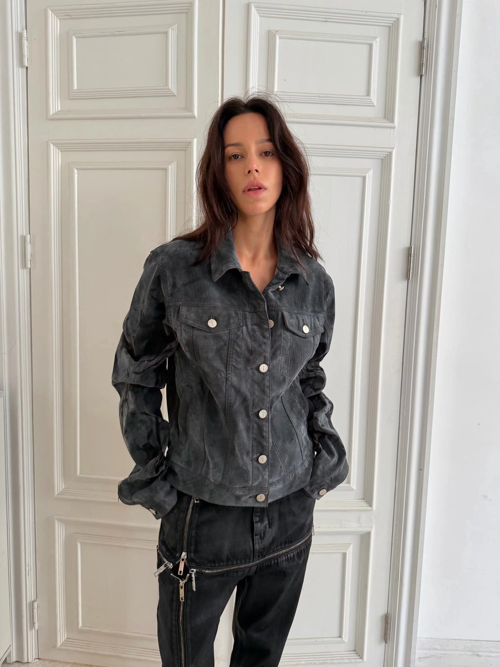DISTRESSED SUEDE EFFECT CROPPED JACKET 商品写真 5