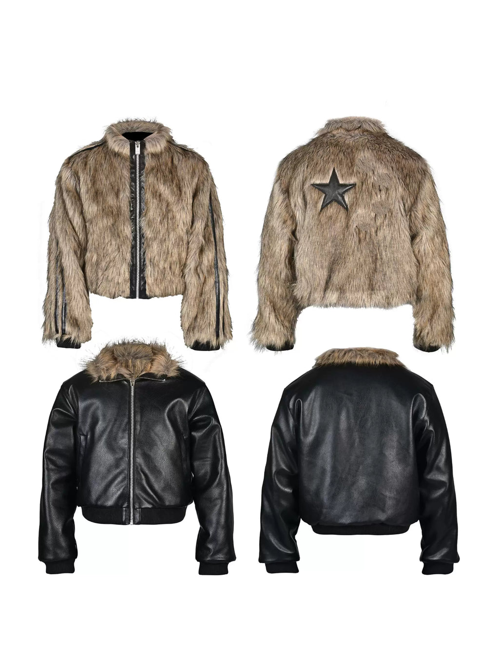 REVERSIBLE STAR FUR JACKET 前面