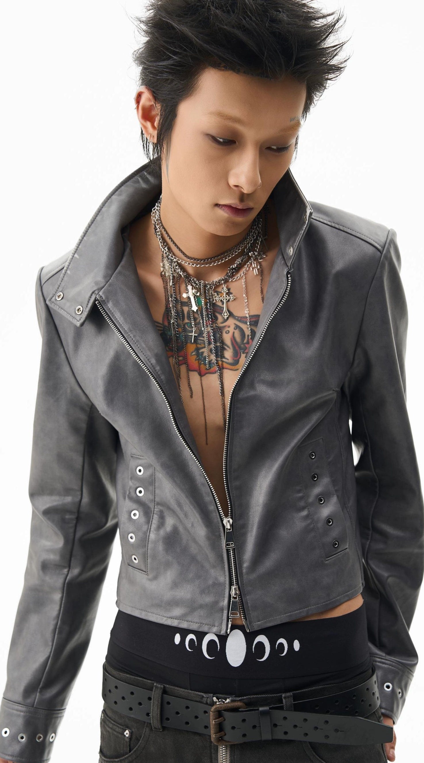 HIGH COLLAR BIKER JACKET