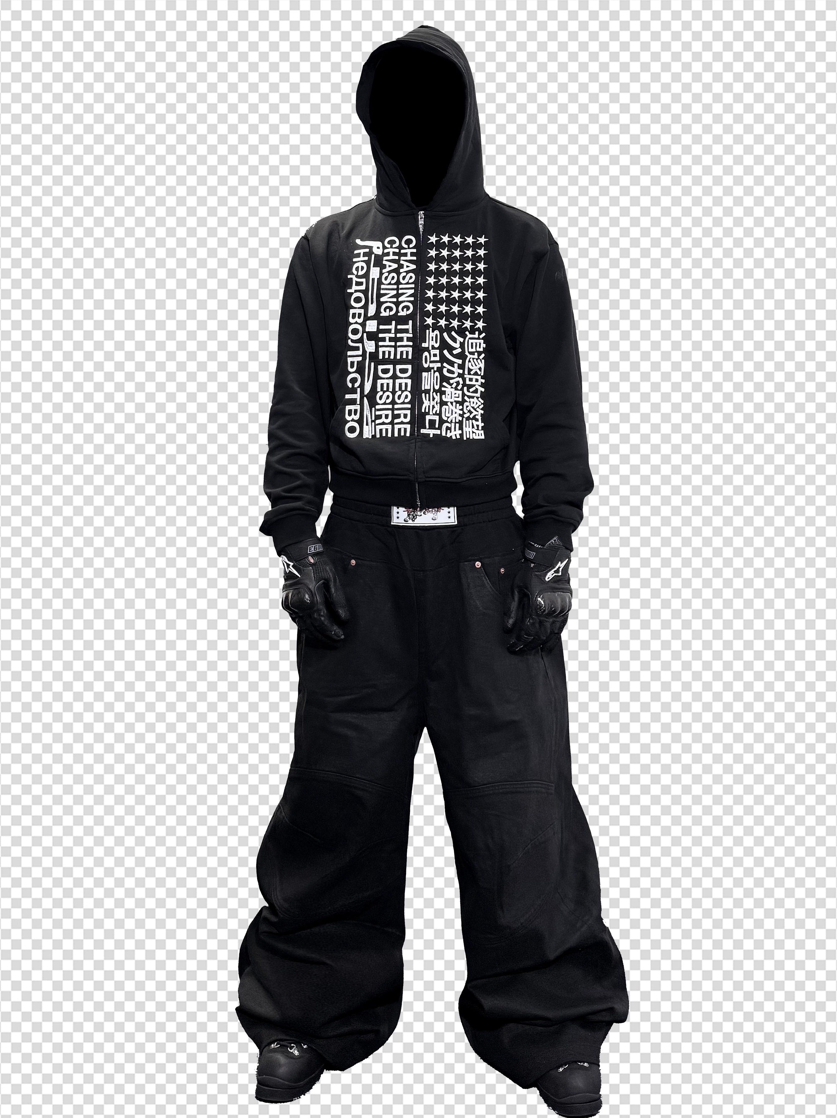 CHASING ZIP HOODIE [BLACK]