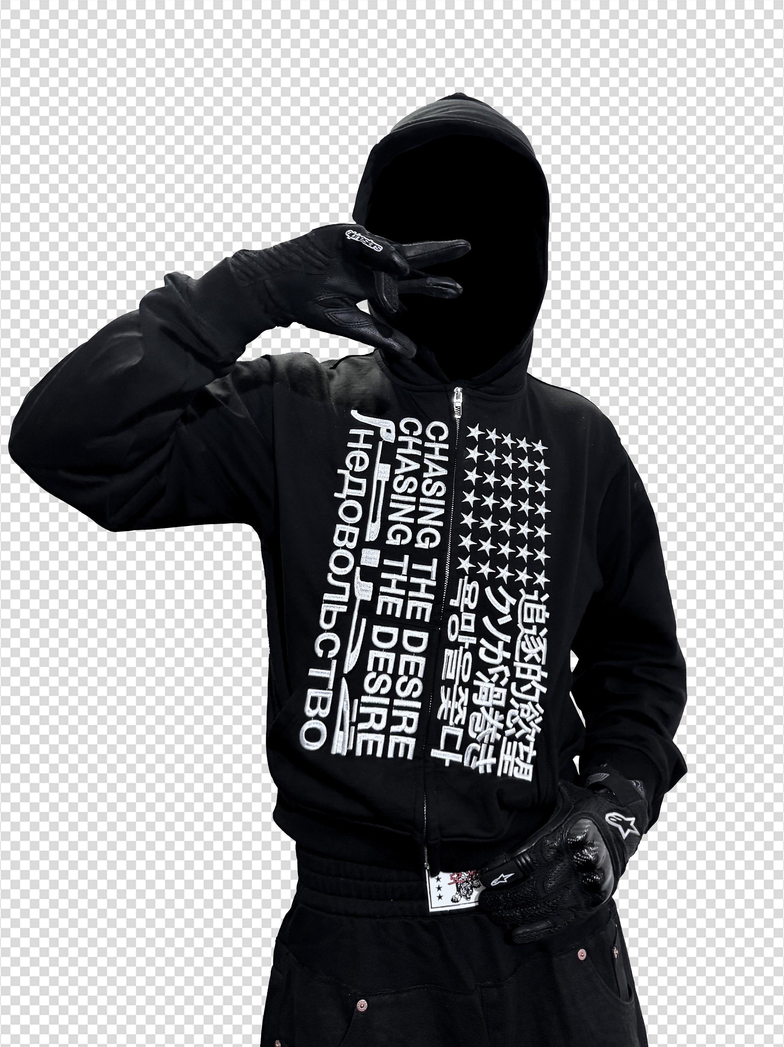 CHASING ZIP HOODIE [BLACK]