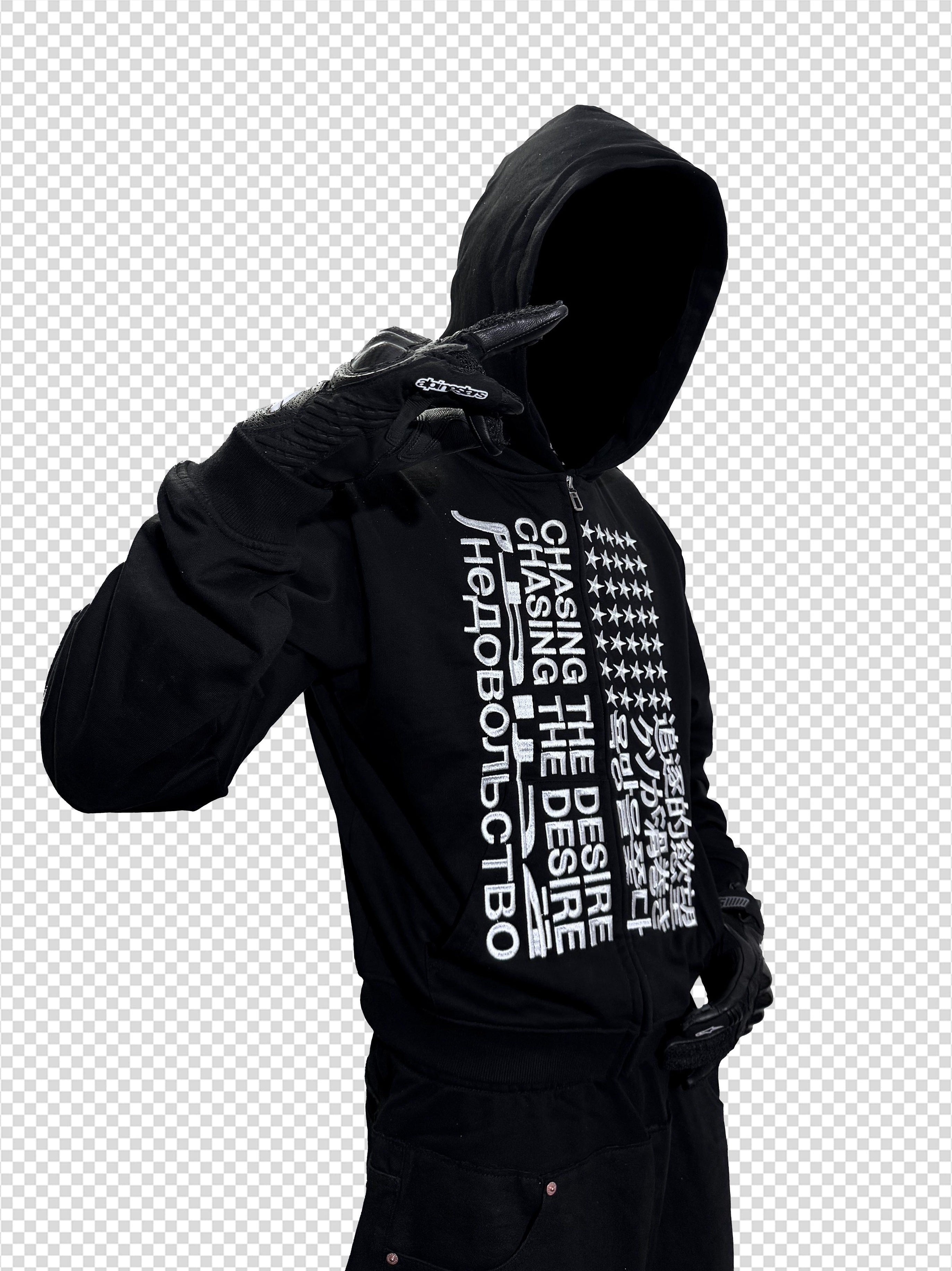 CHASING ZIP HOODIE [BLACK]