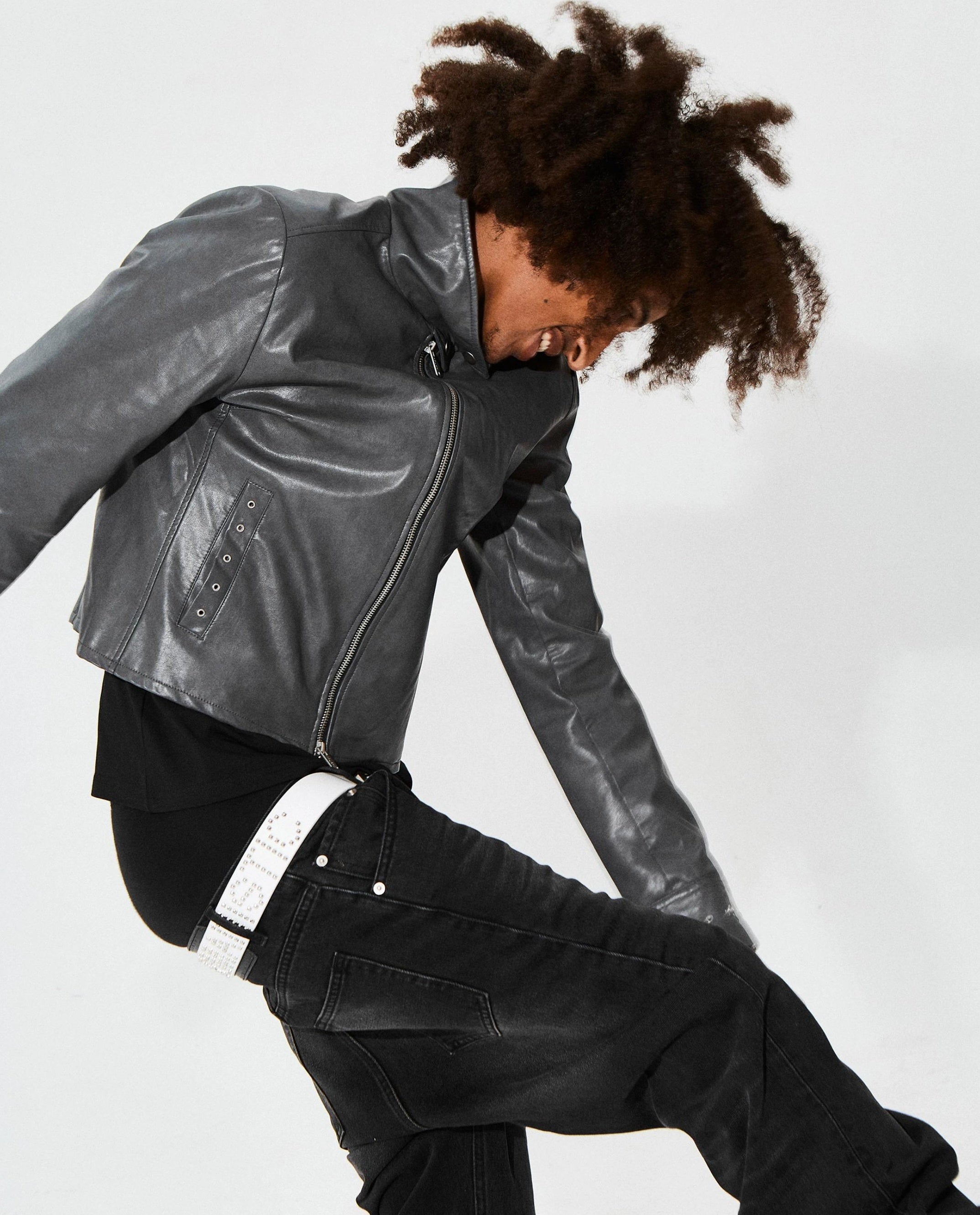 HIGH COLLAR BIKER JACKET