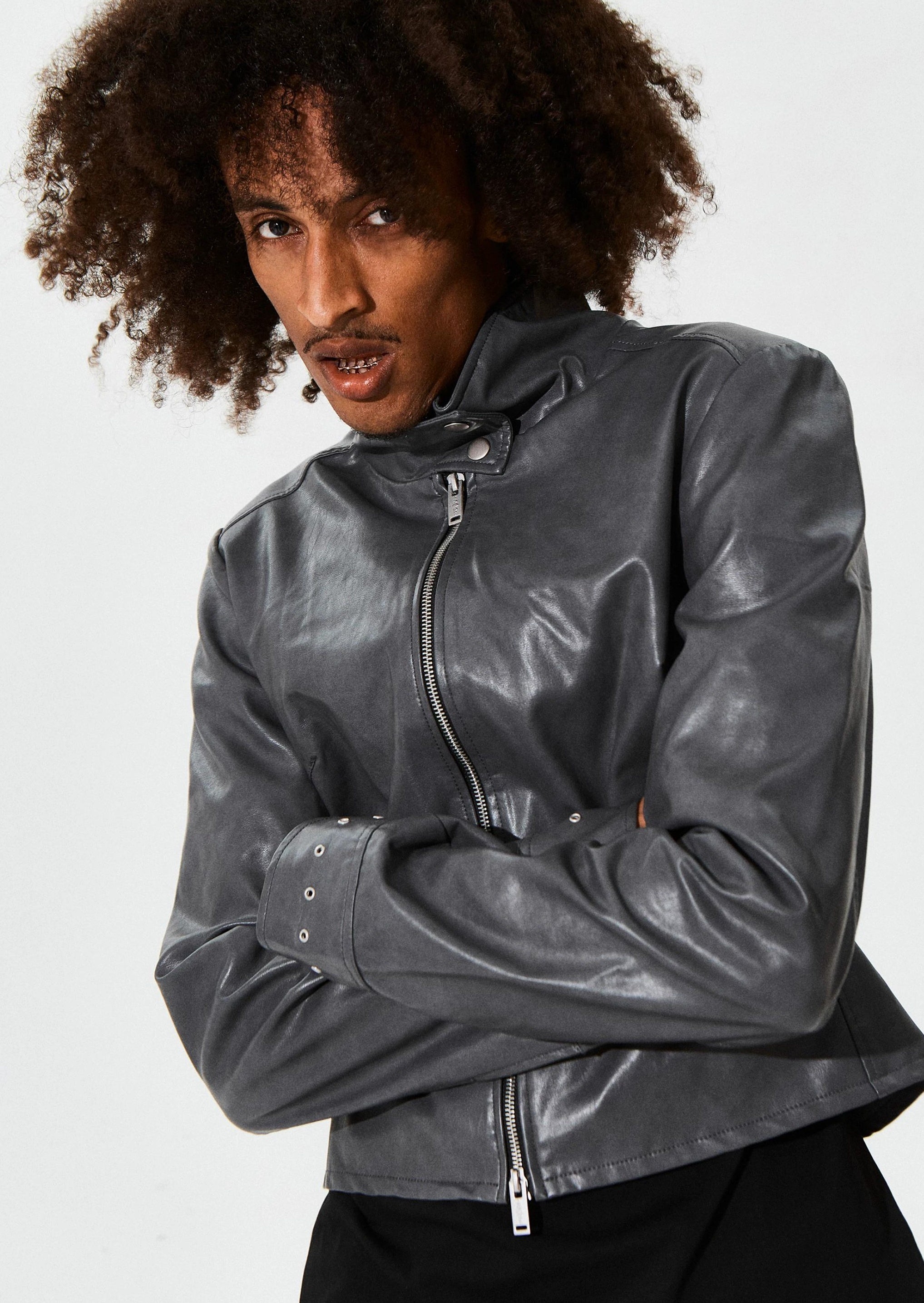 HIGH COLLAR BIKER JACKET